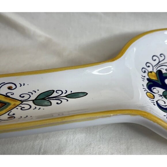 Nova Deruta Majolica Spoon Rest With Foliage And Scrolls Made In Italy - Picture 10 of 10